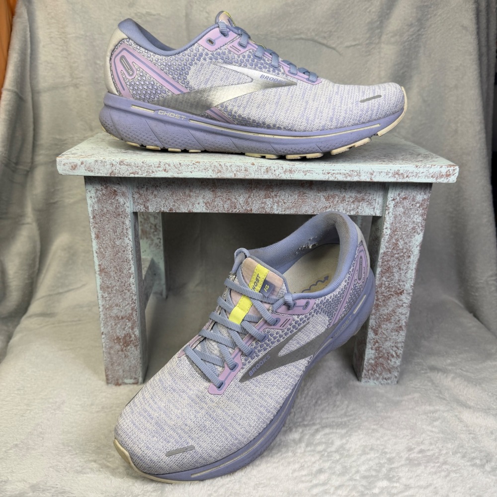 Brooks Ghost 14 Running Shoes Women 11 Purple Lavender Silver 1203561B566